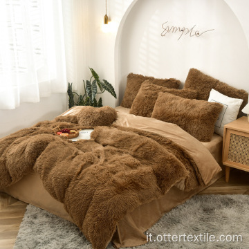 Set di biancheria da letto shaggy invernali king size all&#39;ingrosso set di biancheria da letto